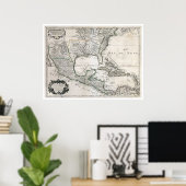 Poster Mexique Cuba Floride & Amérique Carte 1703 (Bureau à domicile)