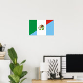 Poster mexique guatémala symbole du pays à demi-drapeau (Bureau à domicile)