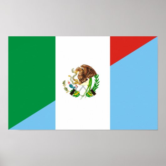Poster mexique guatémala symbole du pays à demi-drapeau (Devant)