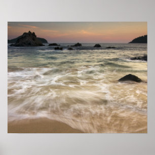 Poster Mexique, Guerrero, Zihuatanejo. Surf le long