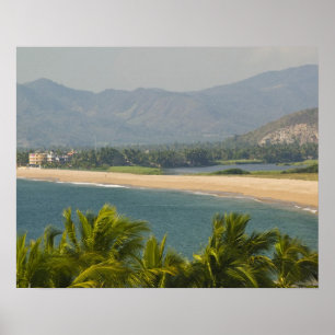 Poster Mexique, Jalisco, Barra de Navidad. Plage de Town