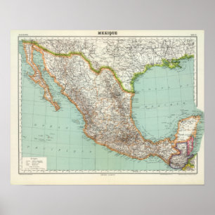 Poster Mexique - Map of Mexico