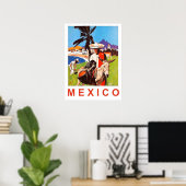 Poster Mexique, Mexicain avec âne sur la côte (Bureau à domicile)