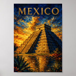 Poster Mexique : Souvenir d'art de Chichen Itza au couche