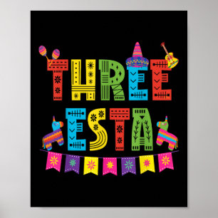 Poster Mexique Thème 3ème anniversaire 3 ans Enfants Troi