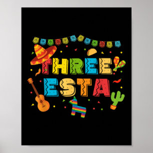 Poster Mexique Thème 3ème anniversaire 3 ans Enfants Troi