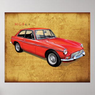 Poster MG MGBgt classique britannique Hardtop