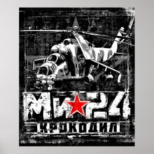 Poster Mi-24 gros hélicoptère soviétique