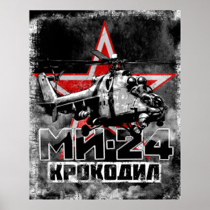 Poster Mi-24 gros hélicoptère soviétique