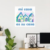 Poster Mi Casa Es Su Casa Maisons Colorées Imprimer (Bureau à domicile)