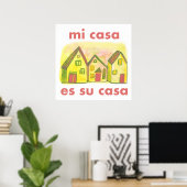 Poster Mi Casa Es Su Casa Maisons Colorées Imprimer (Bureau à domicile)