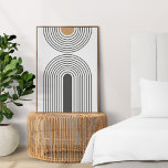 Poster Mi-siècle Abstrait géométrique moderne minimaliste<br><div class="desc">Une affiche abstraite moderne minimaliste au design géométrique du milieu du siècle en noir et or sur un arrière - plan blanc. L'accessoire parfait pour une maison contemporaine minimale.</div>