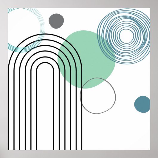 Poster Mi-siècle Abstrait Géométrique pastel moderne (Devant)