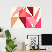 Poster Mi-Siècle Abstrait, Triangles - Corail, Beige (Bureau à domicile)