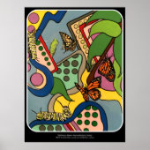 Poster Mi-siècle Abstraite de papillon peinture sur (Devant)