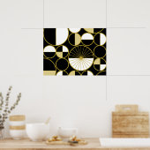 Poster Mi-siècle Cercles modernes Moitié Or Noir (Cuisine)