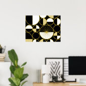 Poster Mi-siècle Cercles modernes Moitié Or Noir (Bureau à domicile)