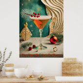 Poster Mi-Siècle Cocktail de Noël Fête Happy Hour (Cuisine)