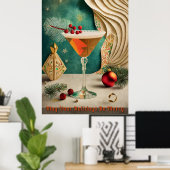 Poster Mi-Siècle Cocktail de Noël Fête Happy Hour (Bureau à domicile)