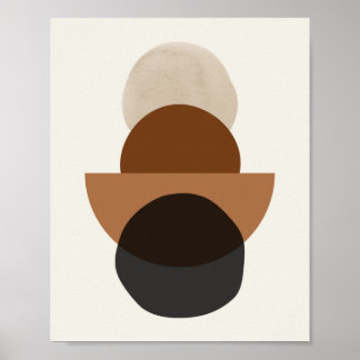 Poster Mi-siècle formes brun beige noir