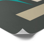 Poster Mi-siècle Gras Cordes géométriques Turquoise Rouge (Coin)