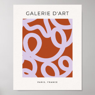 Poster Mi-Siècle Lignes Abstraites Modernes Brown Et Viol