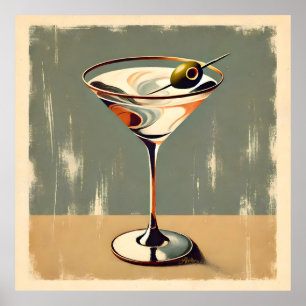 Poster Mi-siècle Moderne 1 Olive Martini Peinture