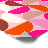 Poster Mi-siècle Moderne Abstrait Motif rose orange (Coin)