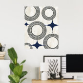 Poster Mi-siècle moderne Abstrait Poster-gris bleu (Bureau à domicile)
