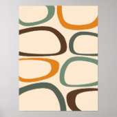 Poster Mi-siècle Moderne Abstrait Vert, Orange, Ombre (Devant)