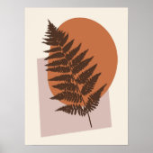 Poster Mi-siècle moderne Fern Silhouette Brown et beige (Devant)