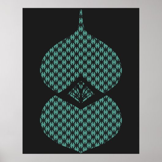 Poster Mi-siècle moderne géométrique Noir Turquoise (Devant)
