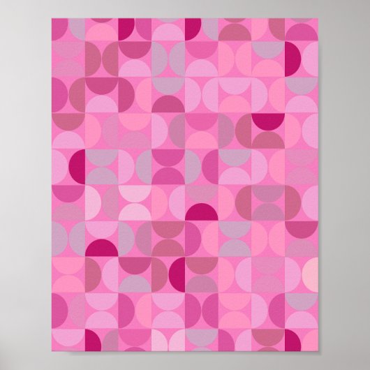 Poster Mi-siècle moderne Motif Abstrait rose (Devant)