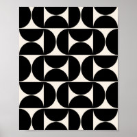 Mi-Siècle Moderne Motif Vintage Noir Et Blanc