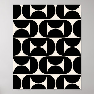 Poster Mi-Siècle Moderne Motif Vintage Noir Et Blanc