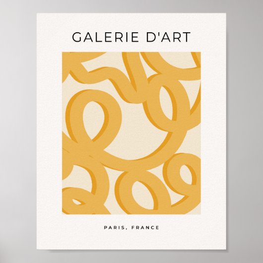 Poster Mi-siècle Moderne moutarde Yellow Brush Strots (Devant)