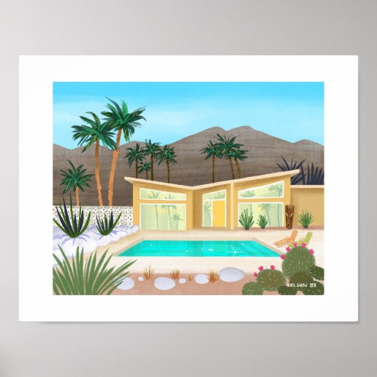 Poster Mi-siècle Moderne Pool House Art Imprimer (Devant)