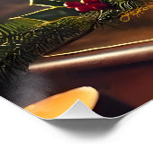 Poster Mi-Siècle Noël Joyeux & Cocktail lumineux (Coin)