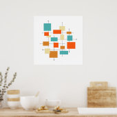 Poster Mi-siècle orange et Turquoise géométrique rétro (Cuisine)