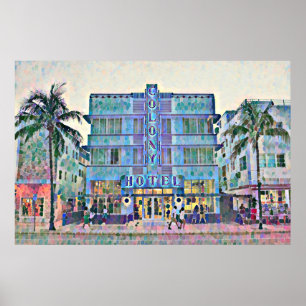 Poster Miami Beach Art Deco Hotel Peinture 2