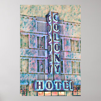 Poster Miami Beach Art Deco Hotel Peinture 3