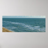 Poster Miami Beach Blue Waves Ocean Horizontal (Devant)