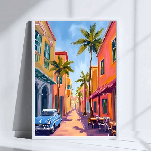 Poster Miami Beach Colorful Street Scene