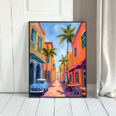Poster Miami Beach Colorful Street Scene