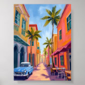 Poster Miami Beach Colorful Street Scene (Devant)