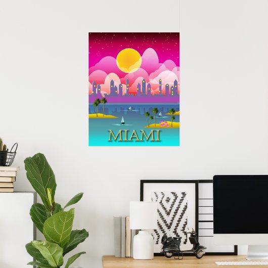 Poster Miami Beach Floride (Bureau à domicile)