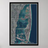 Poster Miami Beach Floride Carte satellite (Devant)