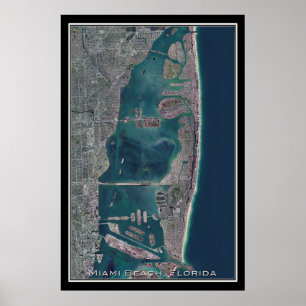 Poster Miami Beach Floride Carte satellite