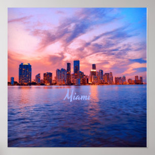 Poster Miami Beach Floride City Skyline