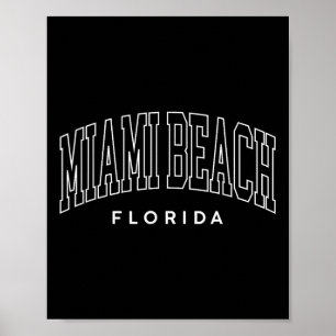 Poster Miami Beach Floride Retro Preppy Throwback Vintage